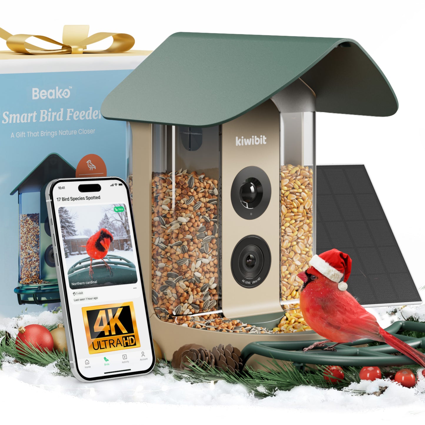 Beako™ Smart Bird Feeder with solar panel