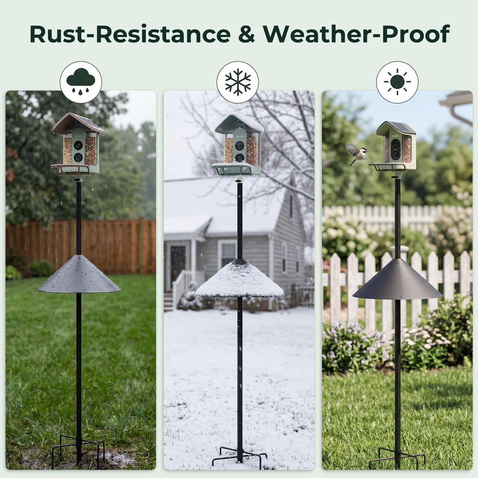 Kiwibit 75 Inch Smart Bird Feeder Pole with Squirrel Proof Baffle