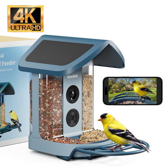 Kiwibit Bird Feeder 2 4K AI Camera with Solar Panel (Blue)