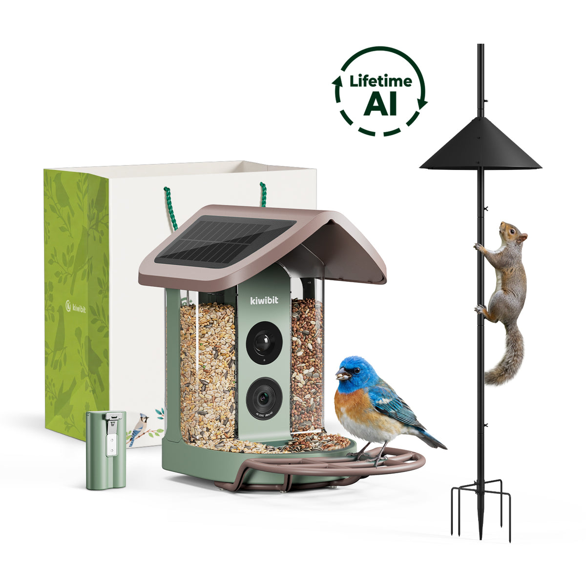 Kiwibit Bird Feeder 2 Complete Backyard Kit (Lifetime AI Included)
