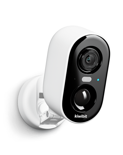 Front view of Kiwibit smart security camera with motion sensor and full-HD lens on magnetic mount.
