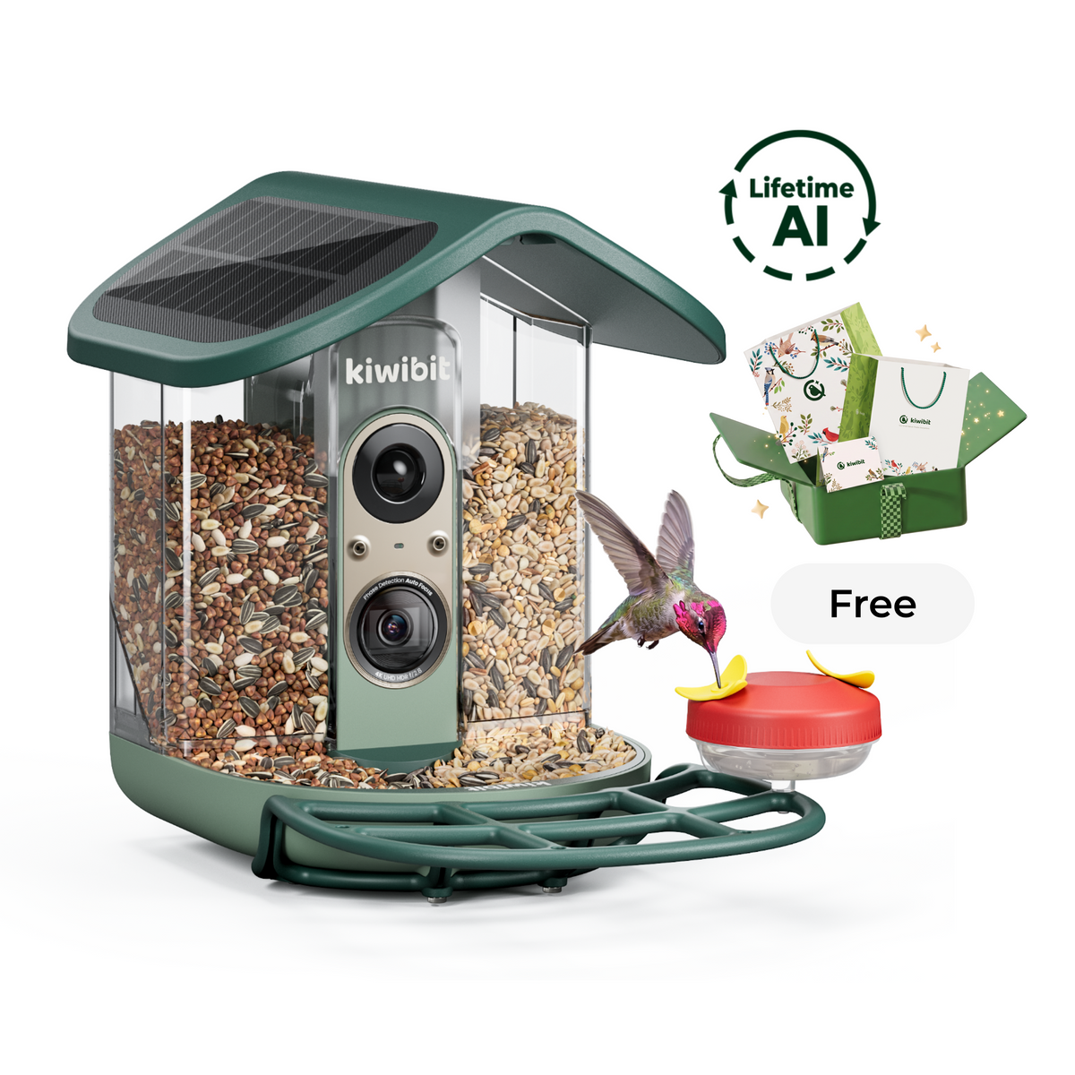 Kiwibit Bird Feeder 2 Pro 4K AI Camera with Solar Panel (Lifetime AI Included)