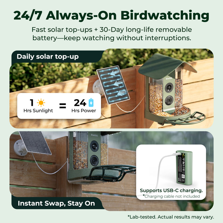 Kiwibit Bird Feeder 4K AI Camera Solar Panel Kit