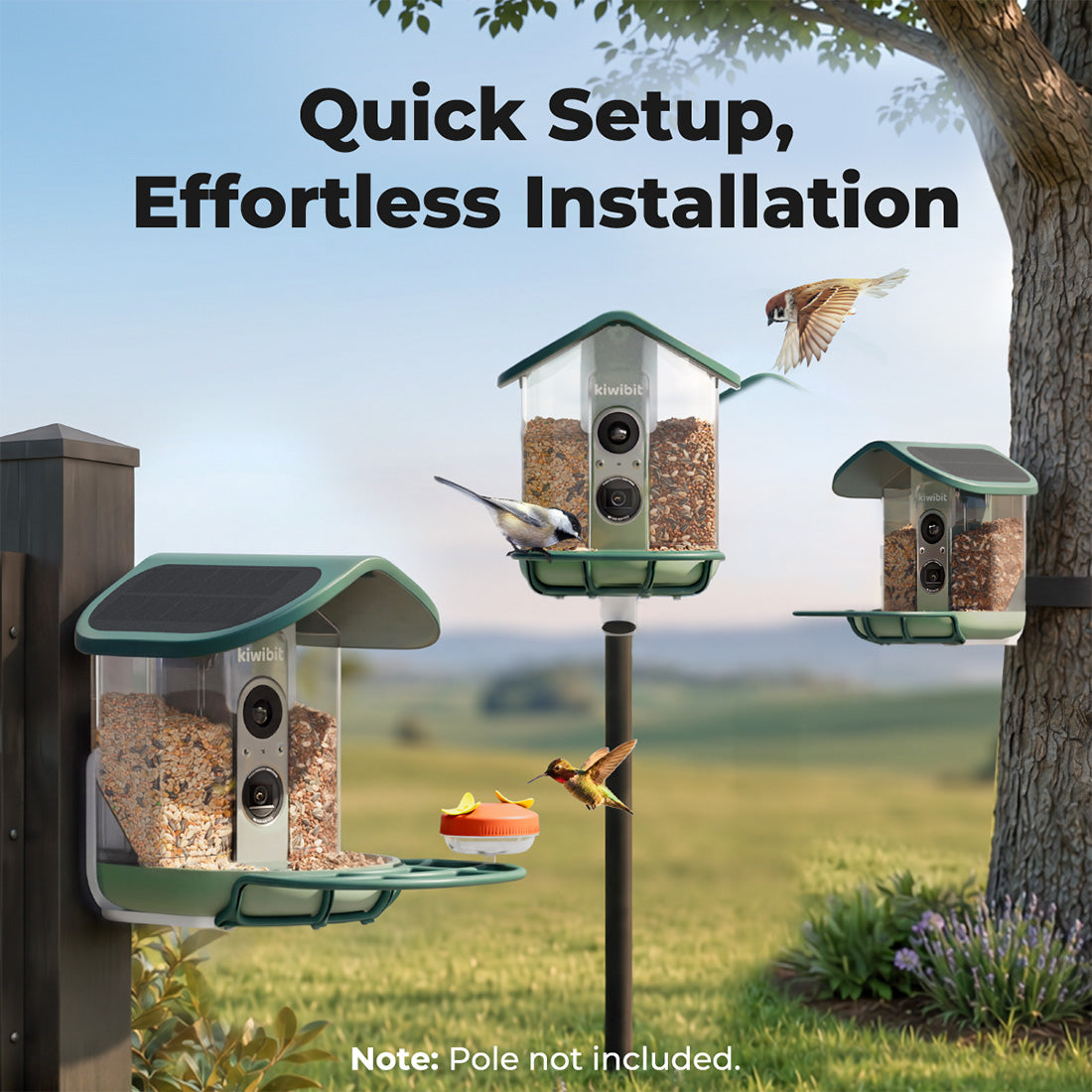 Kiwibit Bird Feeder 2 Pro 4K AI Camera with Solar Panel (Lifetime AI Included) - Early Bird
