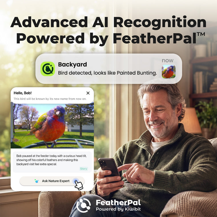 Kiwibit Bird Feeder 2 Pro 4K AI Camera with Solar Panel