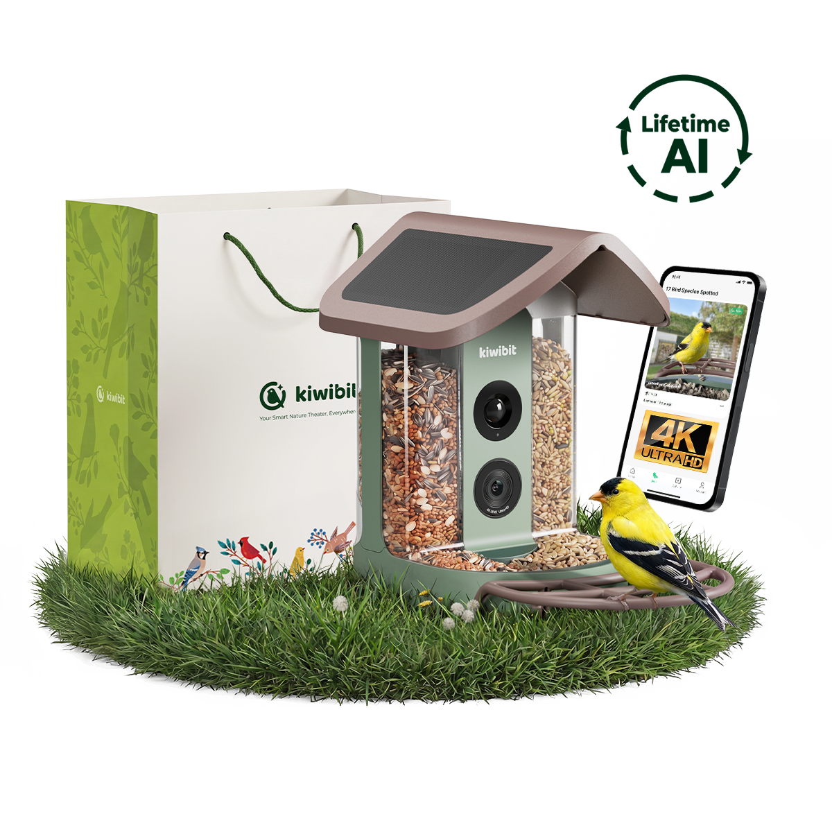 Kiwibit Bird Feeder 2 Gift Kit (Lifetime AI Included)