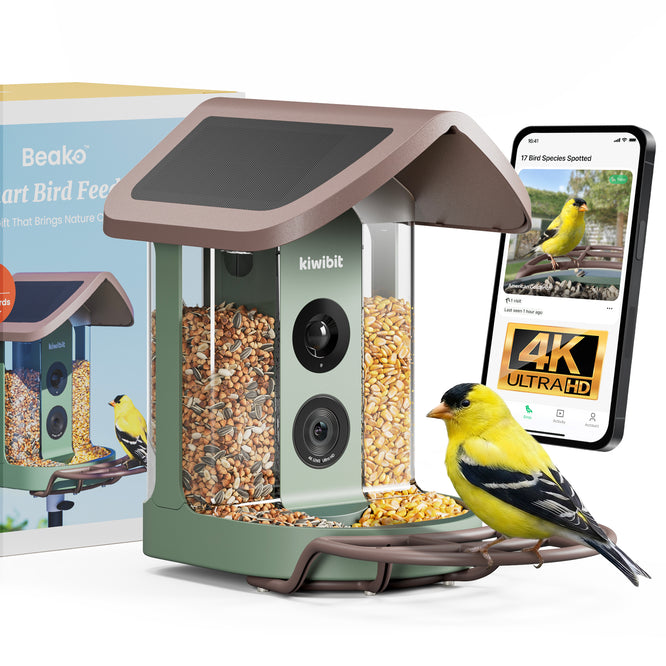 Kiwibit Bird Feeder 2 4K AI Camera with Solar Panel (No Subscription Fees)