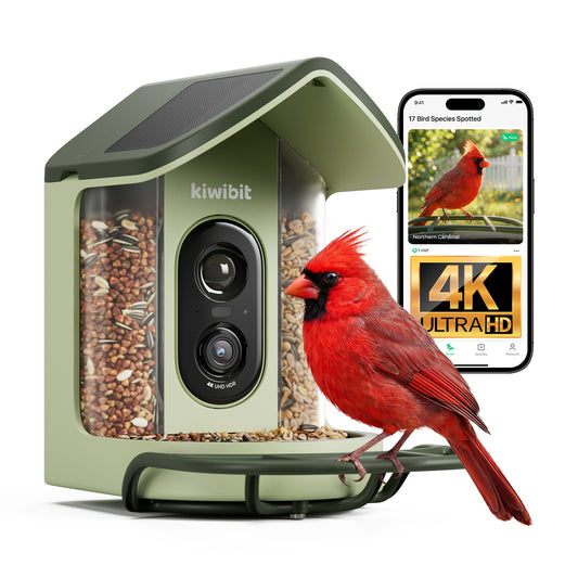 Kiwibit Bird Feeder 2 Mini 4K AI Camera with Solar Panel