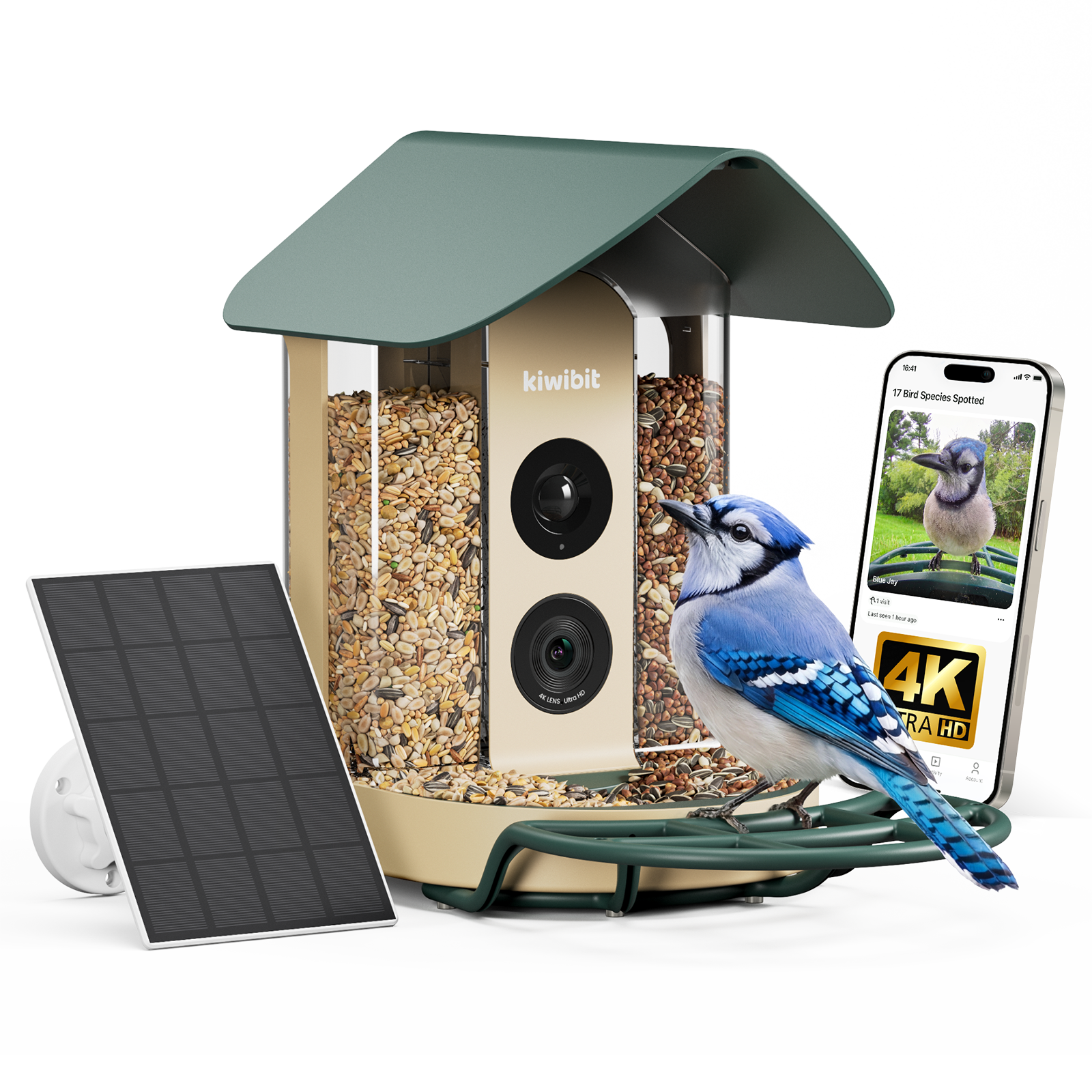 Kiwibit Bird Feeder 4K AI Camera Solar Panel Kit