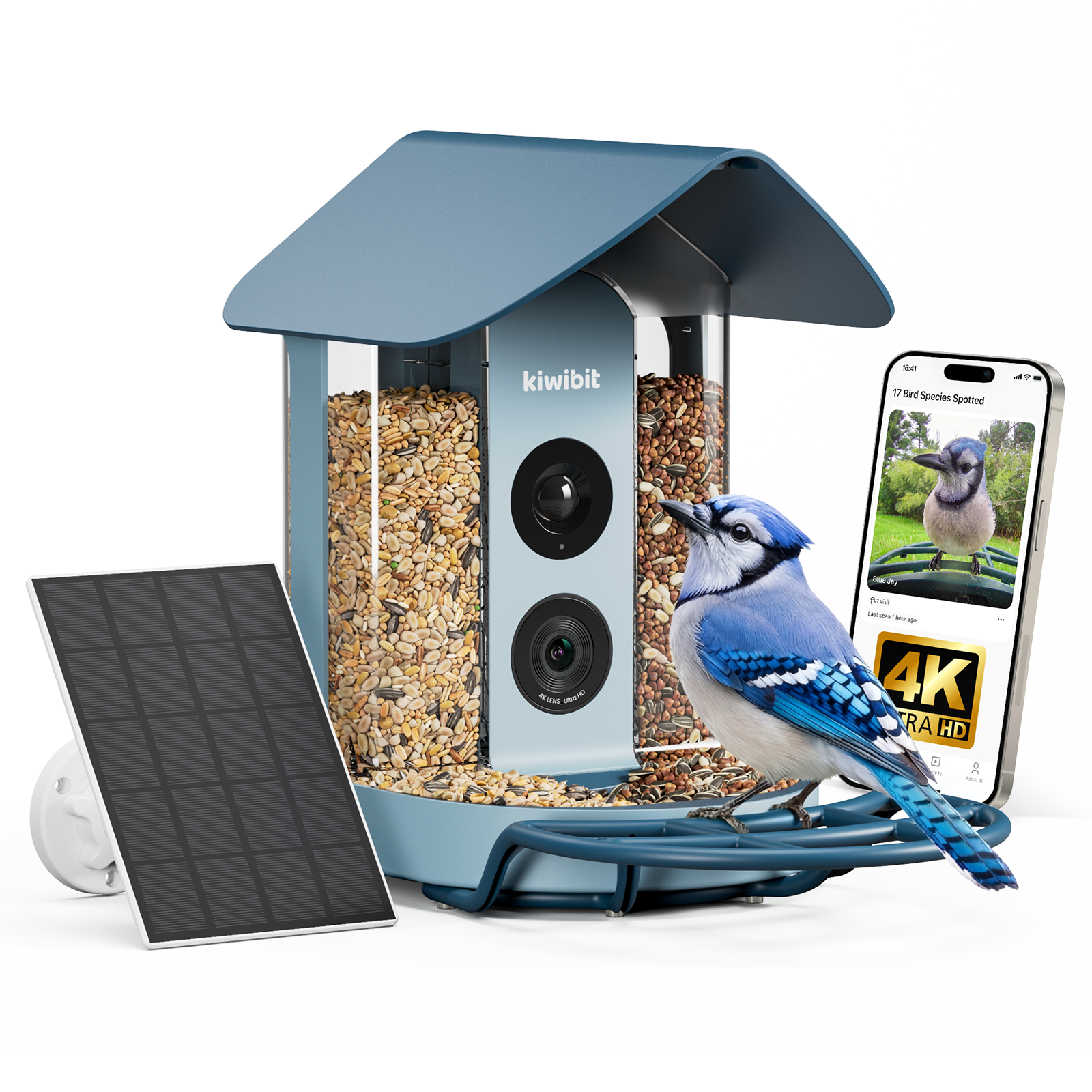 Kiwibit Bird Feeder 4K AI Camera Solar Panel Kit