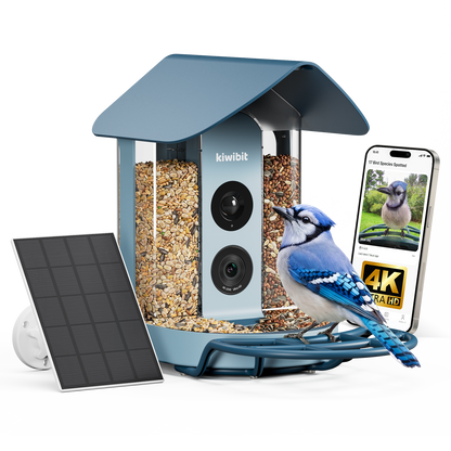 Kiwibit Bird Feeder 4K AI Camera Solar Panel Kit + Free 2K Wired Security Camera