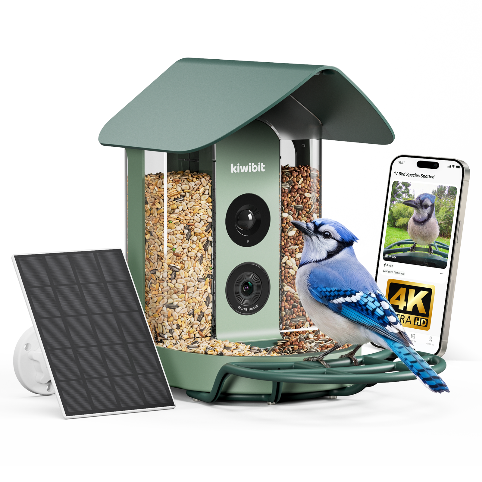 Kiwibit Bird Feeder 4K AI Camera Solar Panel Kit