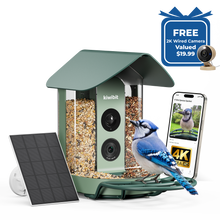 Kiwibit Bird Feeder 4K AI Camera Solar Panel Kit + Free 2K Wired Security Camera