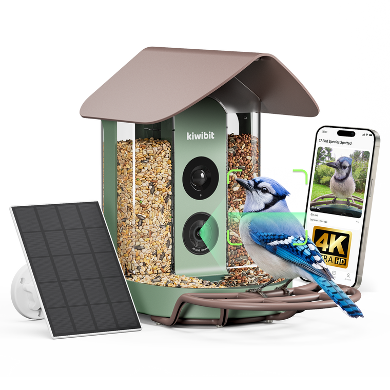 Kiwibit Bird Feeder 4K AI Camera Solar Panel Kit (Lifetime AI Included)