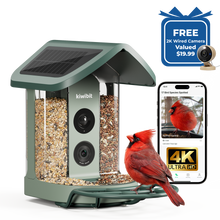Kiwibit Bird Feeder 2 4K AI Camera with Solar Panel + Free 2K Wired Security Camera
