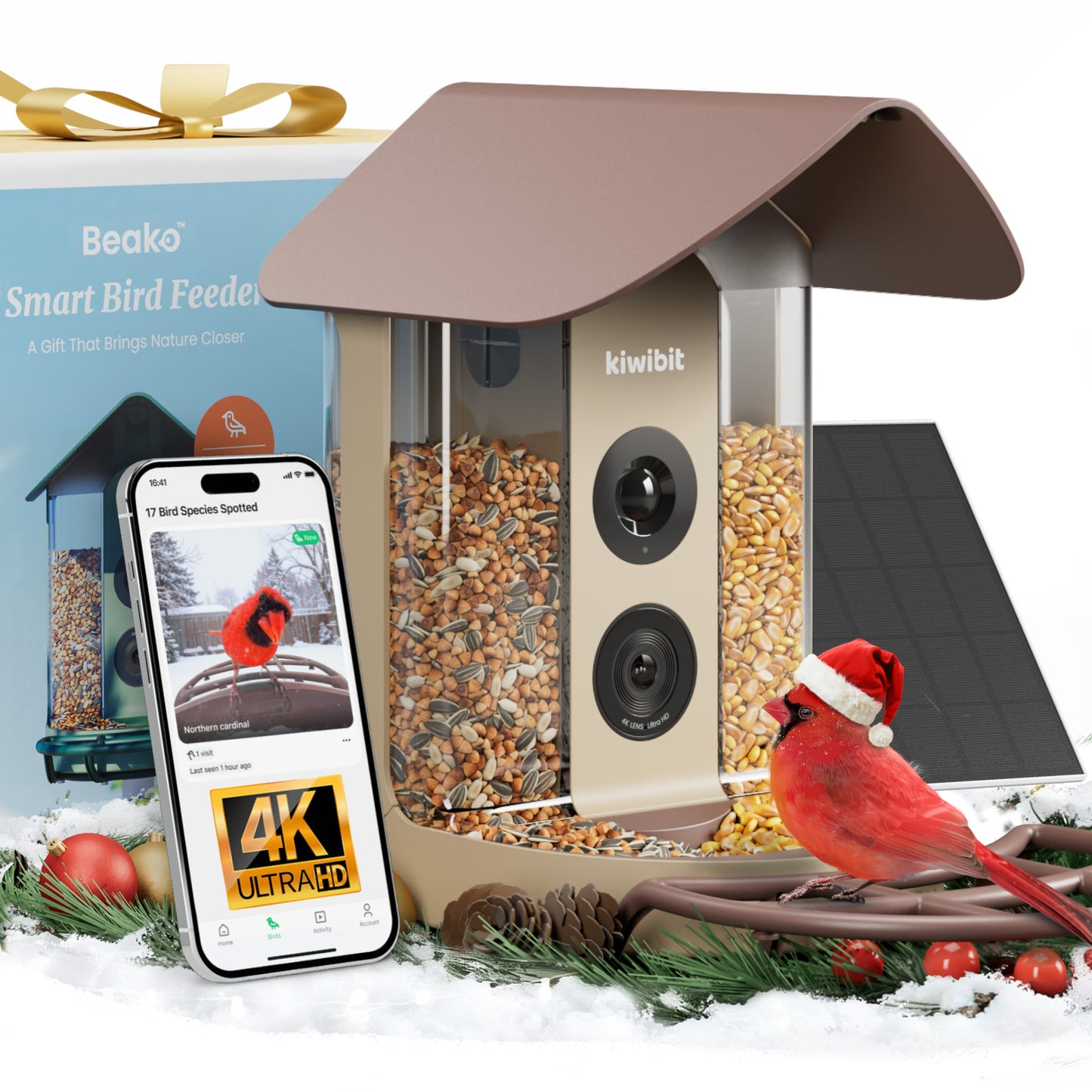 Beako™ Smart Bird Feeder with solar panel