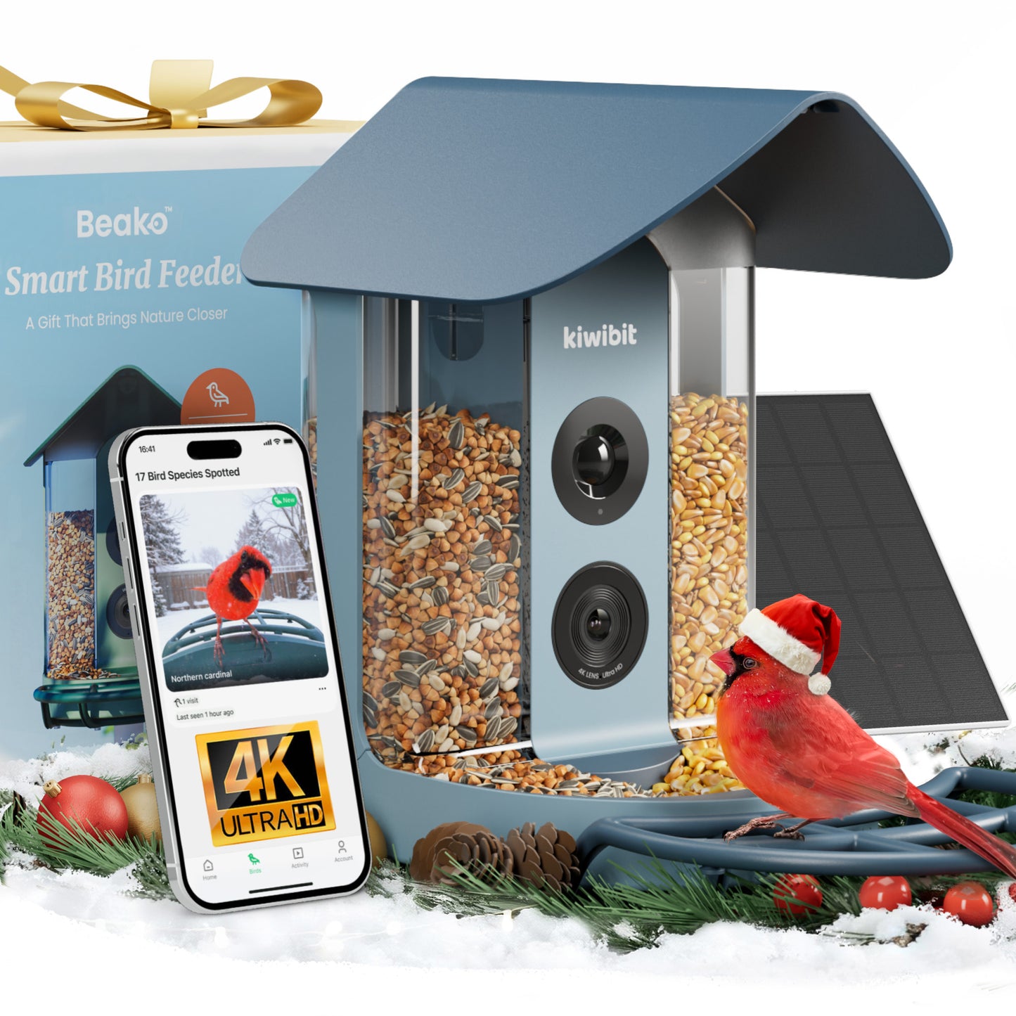 Beako™ Smart Bird Feeder with solar panel