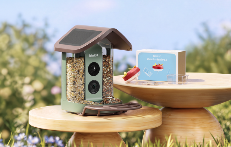 Kiwibit Bird Feeder 2 (Lifetime AI Included) with Mini Hummingbird Kit