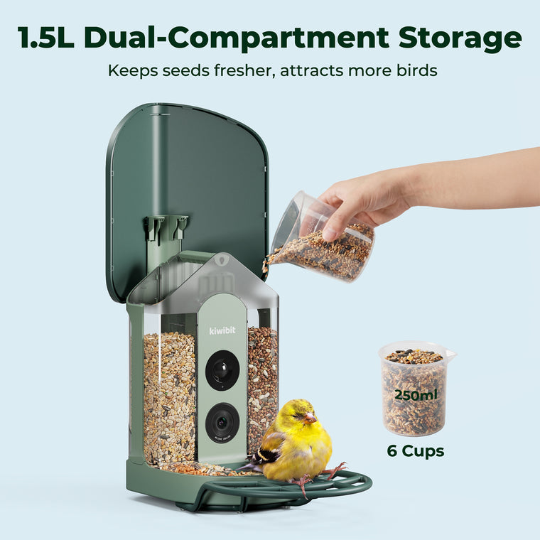 Kiwibit Bird Feeder 2 4K AI Camera with Solar Panel