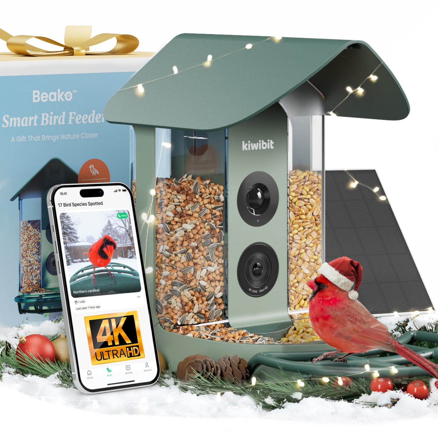 Beako™ Smart Bird Feeder with solar panel